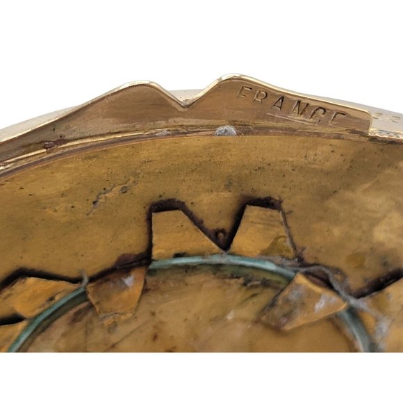 Antique French Gilded Brass Portrait Trinket Box w/ Hand Written Signature A2672 - Picture 8 of 10